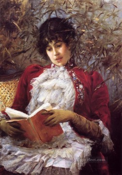  women Oil Painting - An Enthralling Novel women Julius LeBlanc Stewart